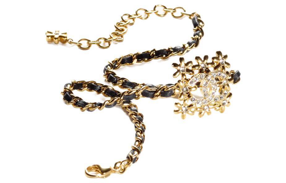 Женское колье Chanel Double C Necklace (золотое)