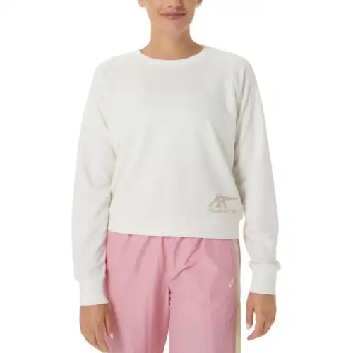 ASICS Sweatshirts Women's White Crew Neck Moderate