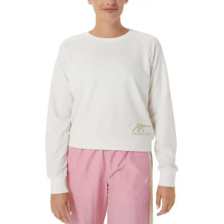 ASICS Sweatshirts Women's White Crew Neck Moderate