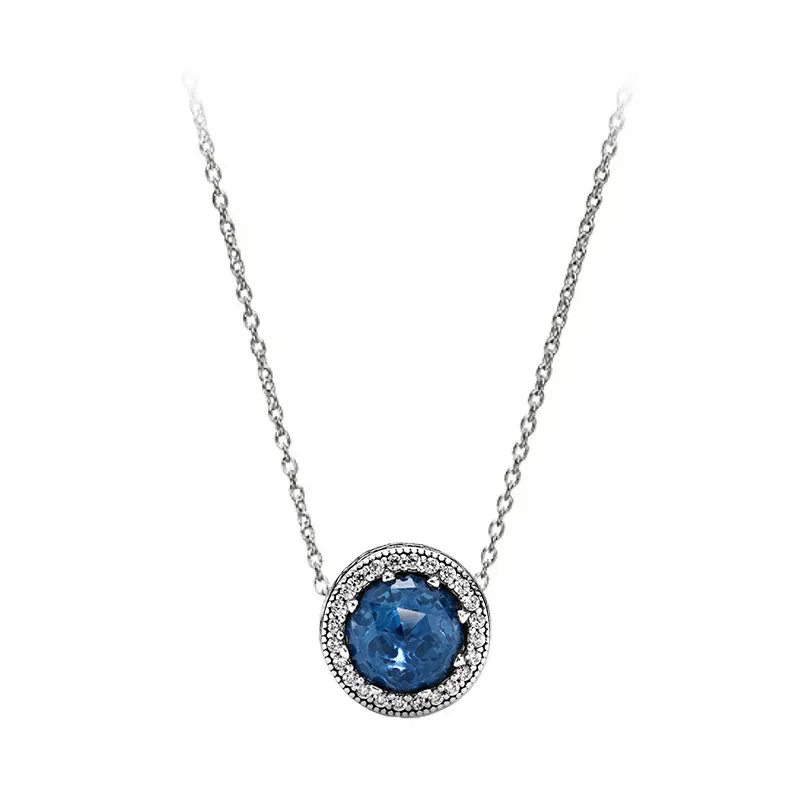 Pandora 925 Sterling Silver Glass Synthetic Cubic Zirconia Necklaces Women's Silver