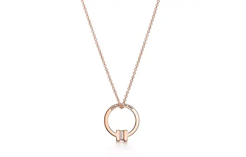 TIFFANY & CO. T 18K Rose Gold Necklaces Unisex