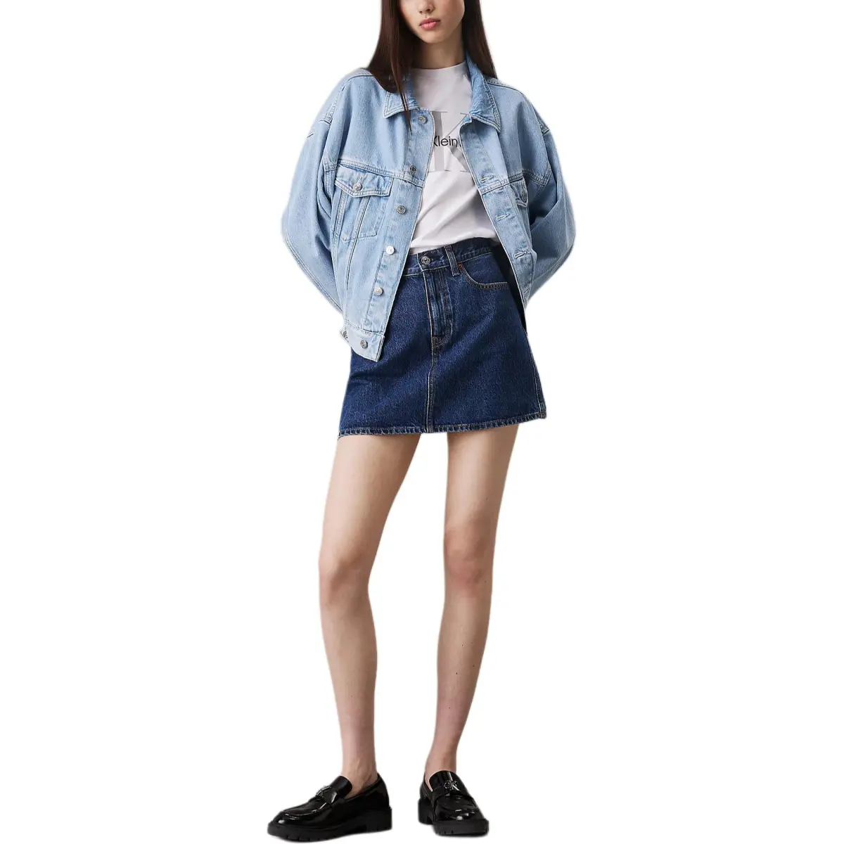 CALVIN KLEIN Denim Jacket Europe Version Women's Light Blue