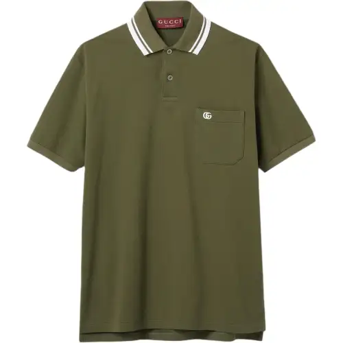 GUCCI Embroidery Piquet Short Sleeve Polo Shirt