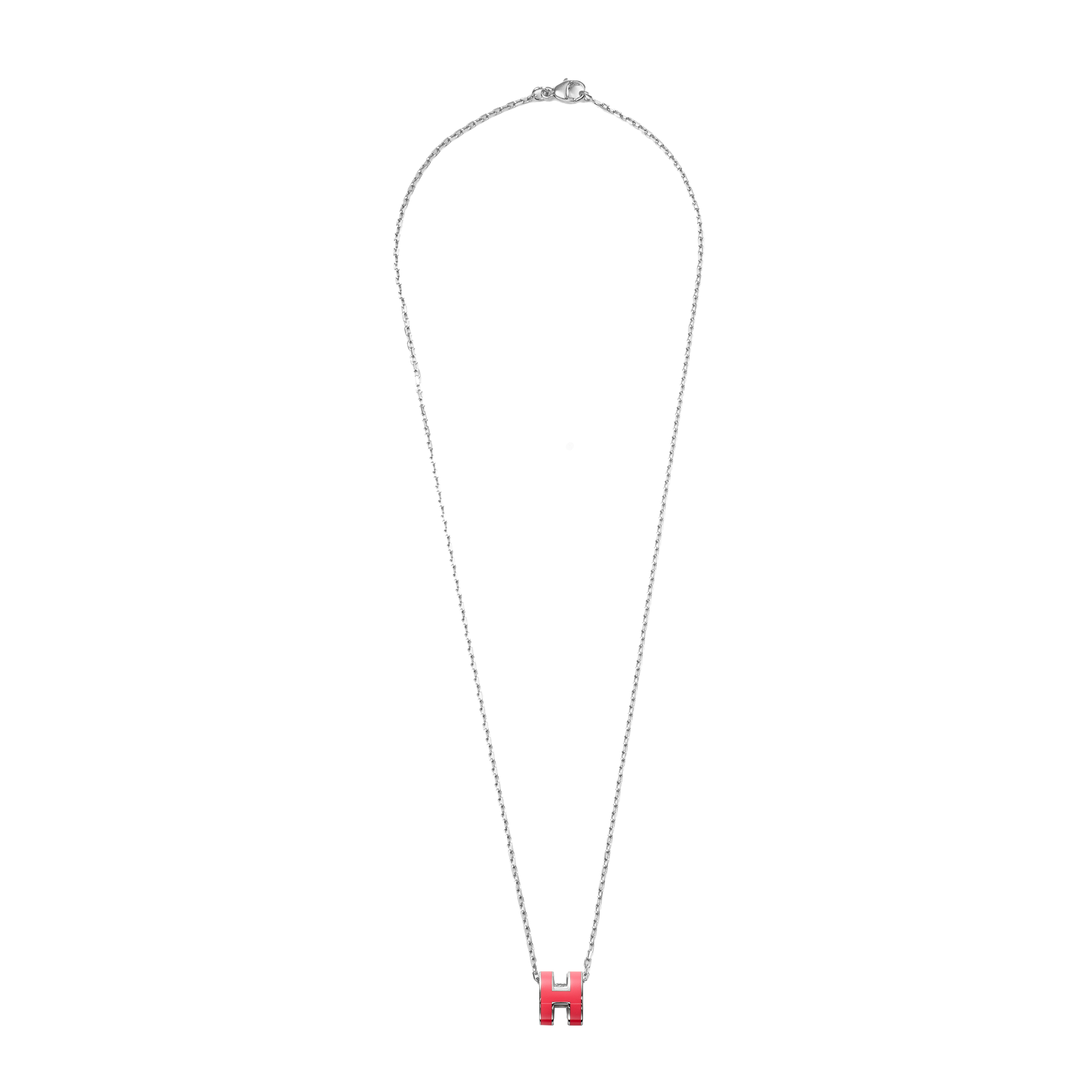 Женская подвеска Hermes Mini Pop H Necklace (серебристая) — фото 3