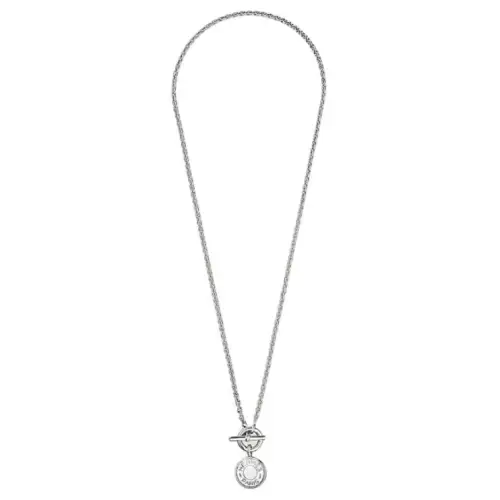 HERMES Ex Libris 925 Sterling Silver Necklaces Men's Silver