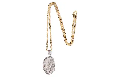 A BATHING APE Head Crystal Stone Necklace FW22