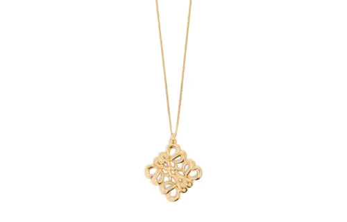 LOEWE Anagram 925 Sterling Silver Necklaces Unisex Gold