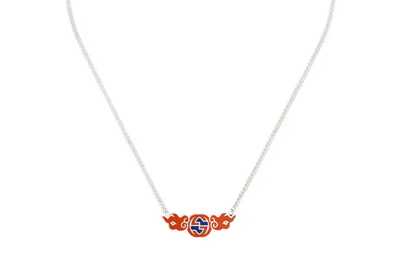 GUCCI 925 Sterling Silver, Enamel Necklaces Unisex Silver