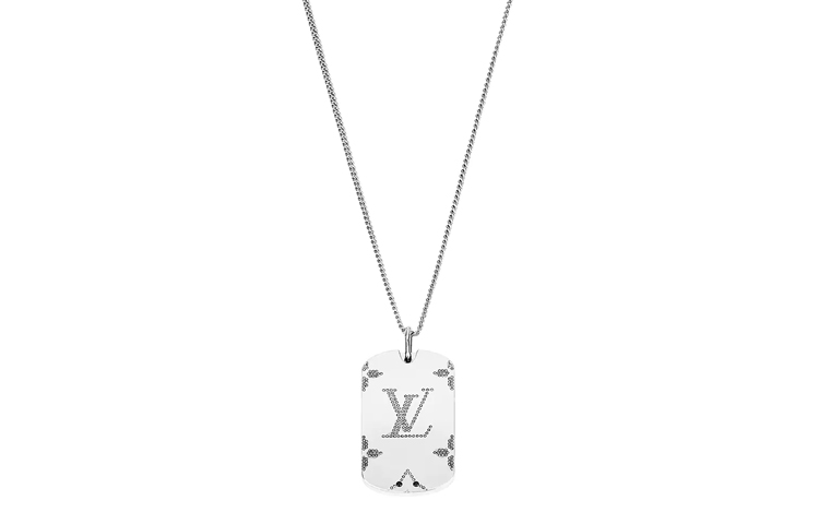 LOUIS VUITTON Louis Vuitton LV Monogram Strass Necklace Men's Black# SweaterChain#