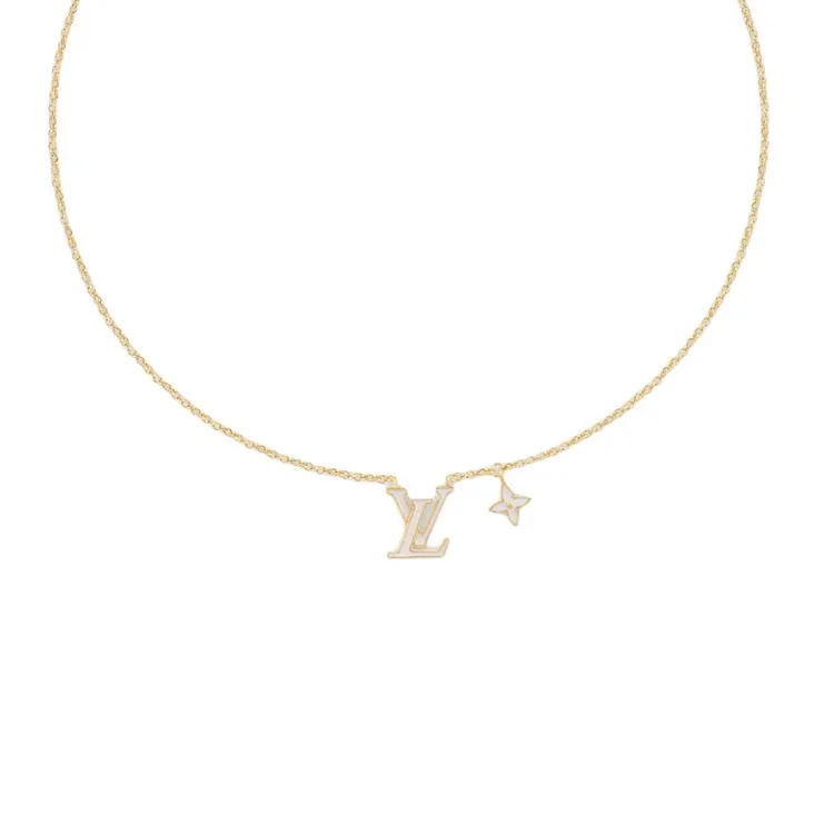 LOUIS VUITTON Pre Owned 2024 Plated Enamel Lv Iconic Pendant Necklace Costume Necklace