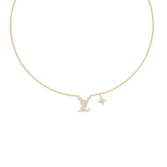 LOUIS VUITTON Pre Owned 2024 Plated Enamel Lv Iconic Pendant Necklace Costume Necklace