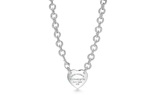 Tiffany Return Series Silver Heart-Shaped Tag Necklace Clavicle Chain Silver Women's