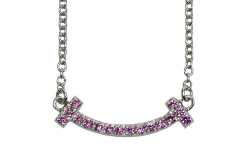 TIFFANY & CO. Pre Owned 2010s 18K White Gold Small T Smile Sapphire Necklace