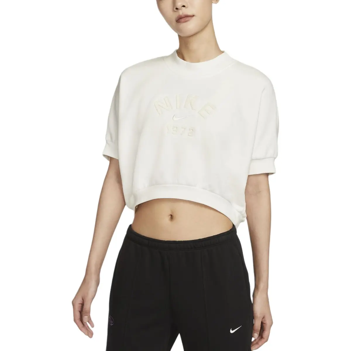 Nike Sportswear Collection Women's Crew-Neck Short-Sleeve Cropped French Terry Top