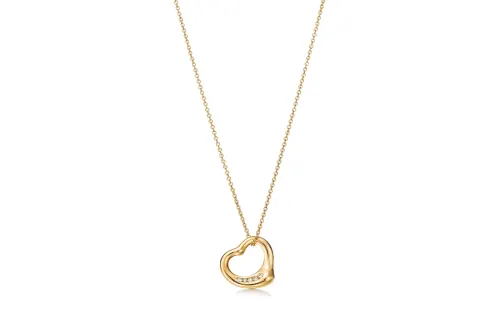 TIFFANY & CO. Tiffany Elsa Peretti® small size exquisite and beautiful 18k gold diamond necklace women's gold