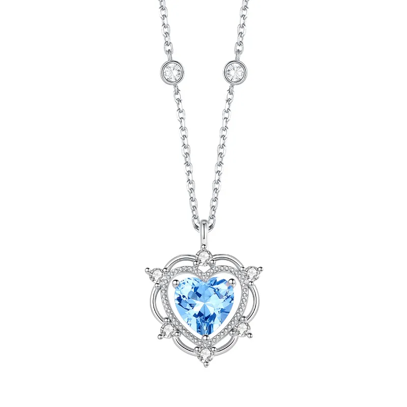 CHOW TAI SENG 925 Sterling Silver Synthetic Cubic Zirconia Necklaces Women's