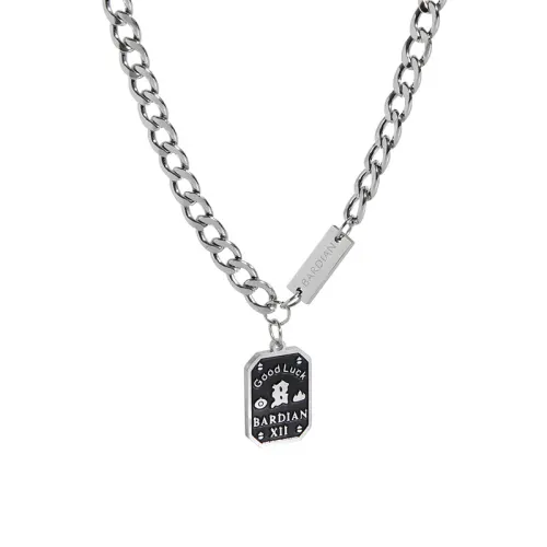 AKAK Titanium Steel Cuban Necklace Unisex Silver White