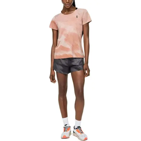 On Performance T Lumos Running T Shirt Women's Wood Rose Brown/Black