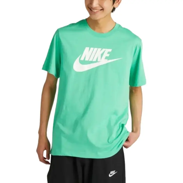Nike Swoosh Printed Round Neck Pure Cotton T Shirt Men's Green