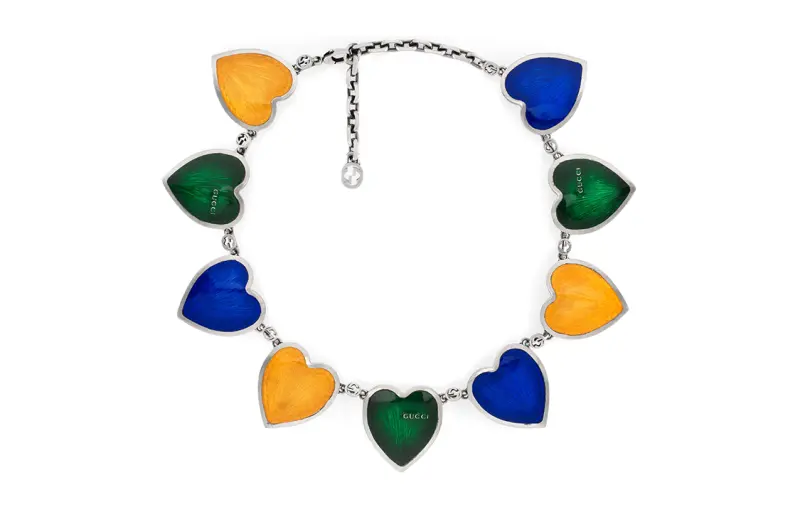 GUCCI 925 Sterling Silver Enamel Necklaces Women's Multicolor