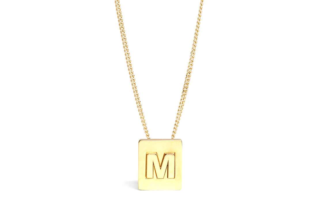 CELINE Celine, brass golden necklace with letters for men and women, letter M, for beloved
