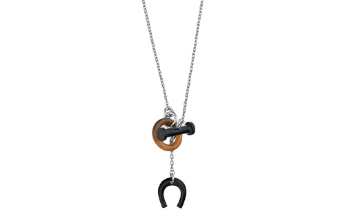 HERMES Palladium Plated Gold Necklaces Men's Silver