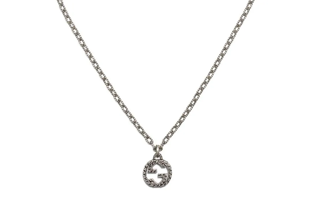 GUCCI 2000 2024 Sterling Silver Interlocking G Pendant Necklace