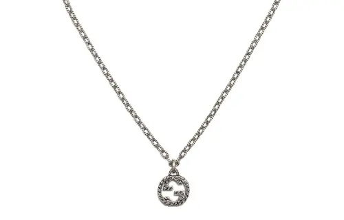 GUCCI 2000 2024 Sterling Silver Interlocking G Pendant Necklace