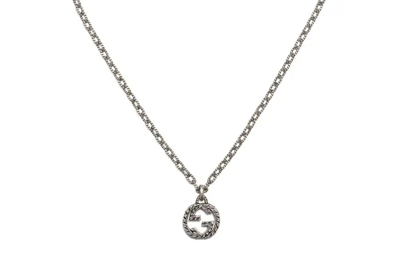 GUCCI 2000 2024 Sterling Silver Interlocking G Pendant Necklace