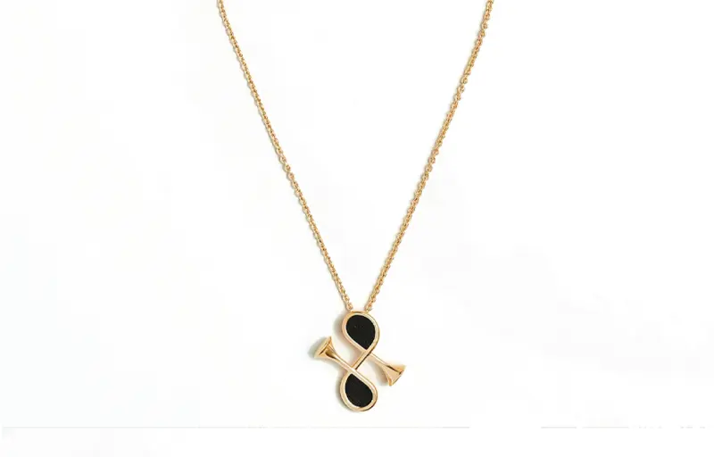 HERMES Cor H Calfskin Necklaces Unisex Gold