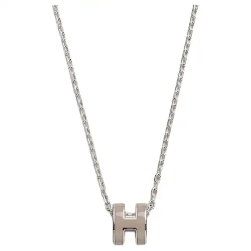 HERMES Mini Pop H Pendant Palladium tone