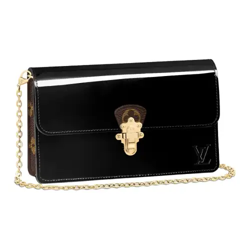 LOUIS VUITTON Calfskin Shoulder Bag Women's Black