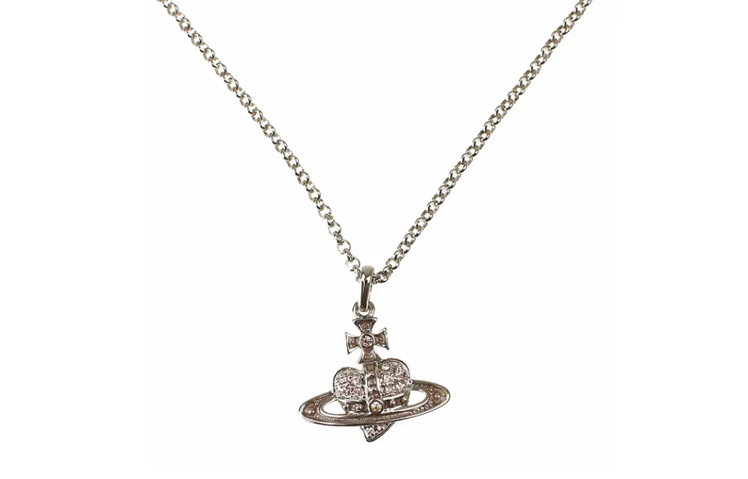 Vivienne Westwood Metal Reverse Centripetal Saturn Pendant Design Necklace Unisex Silver