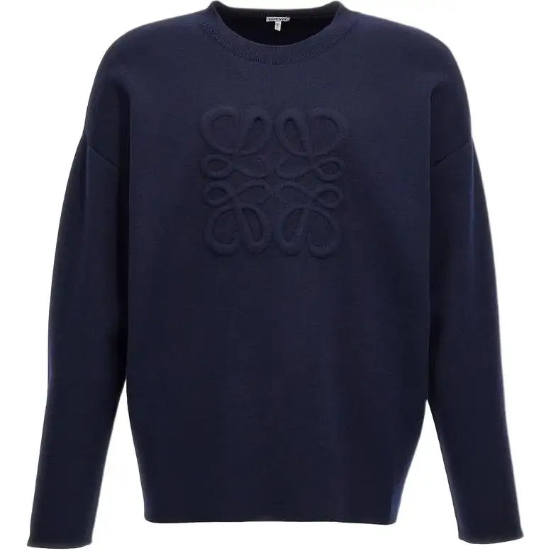 LOEWE Sweaters Men's Dark Blue Crew Neck Moderate