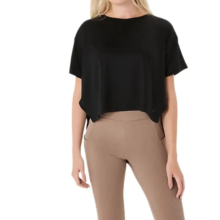 Asics FLEX STRETCH Drop Shoulder Sleeve T Shirt Women's Black