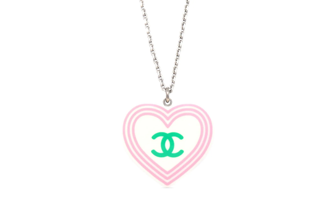 Chanel 2004 CC-print heart pendant necklace