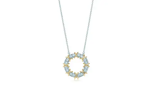 TIFFANY & CO. Tiffany Sixteen Stone Tiffany &amp Co. Schlumberger Series 18K Gold Platinum Diamond Necklace Women's Silver