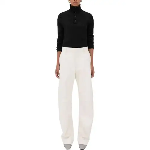 Bottega Veneta Leather Rounded Leg Trousers
