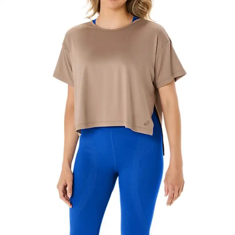 Asics FLEX STRETCH Drop Shoulder Sleeve T Shirt Women's Taupe
