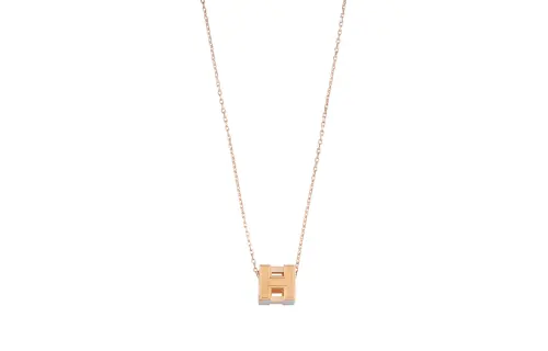 HERMES Cage D'H Alloy Necklaces Unisex Light Umber Rose Gold