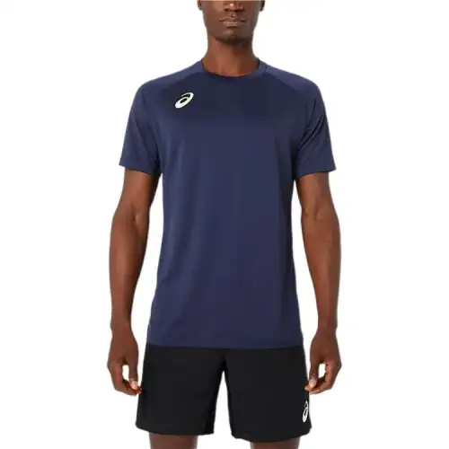ASICS T Shirts Men's Blue Crew Neck