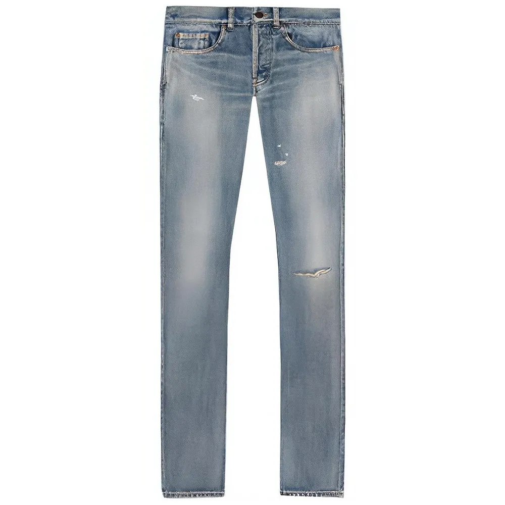 SAINT LAURENT Jeans Men's Blue Moderate Straight Fit Pants