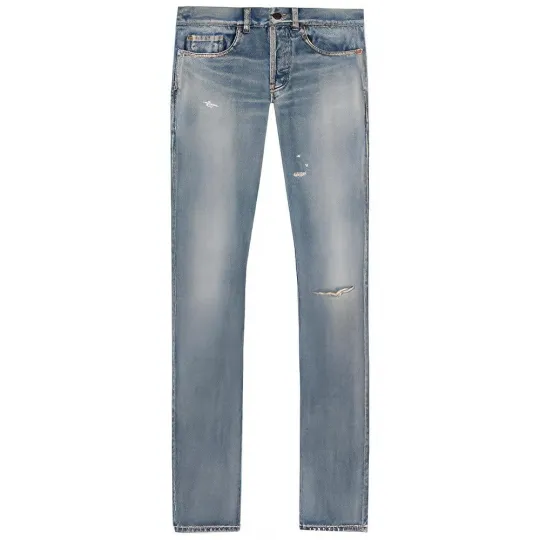 SAINT LAURENT Jeans Men's Blue Moderate Straight Fit Pants