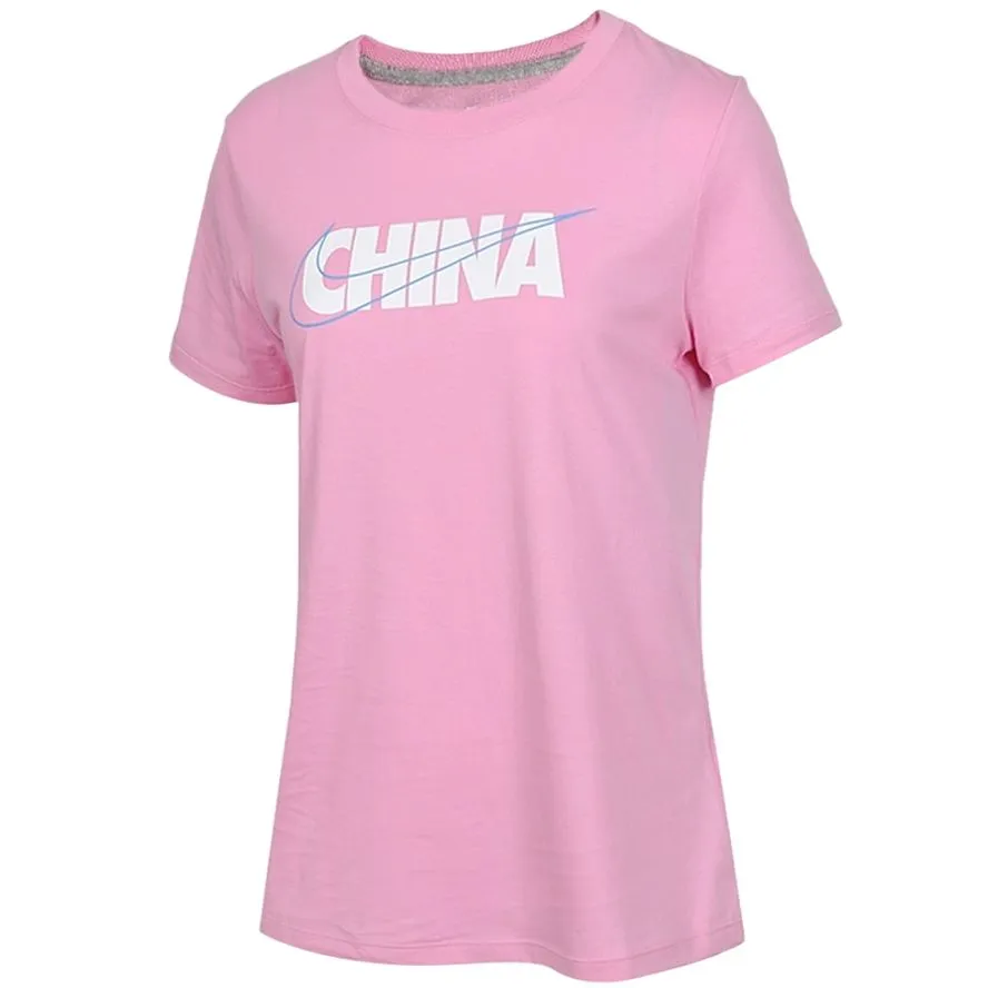 Nike T-Shirts Women's Pink Crew Neck Moderate