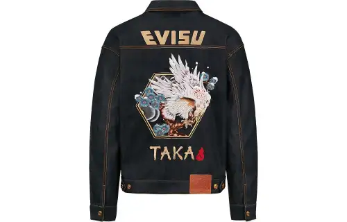 EVISU Denim Jackets Men's Denim Blue Lapel Moderate