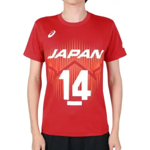 ASICS T Shirts Unisex Red Crew Neck