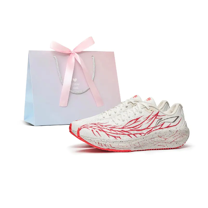 Li Ning Version 2.0 Cushioning, Wear Resistant Low top Casual Running Shoes Men's White Pink