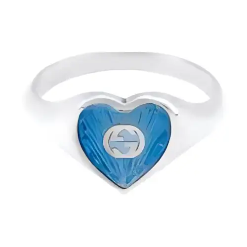 GUCCI Ring With Interlocking G Enamel Heart
