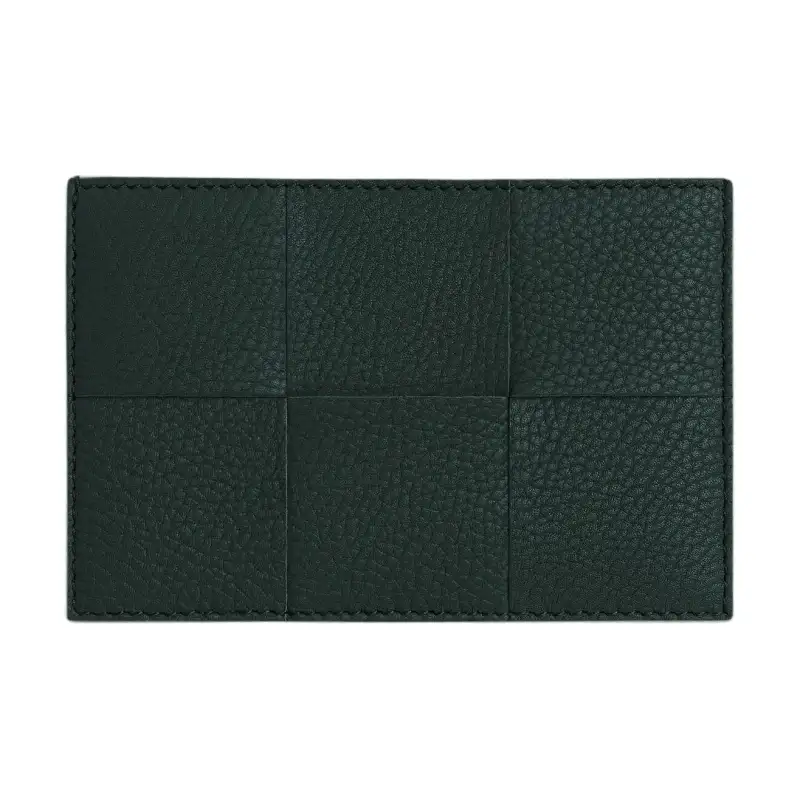 Bottega Veneta CASSETTE Cow Leather Card Holder Men's Ink Aqua Green & Glacier Blue Trim