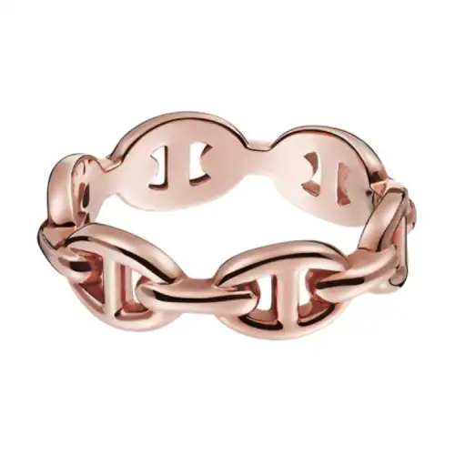 HERMES Chaine D'Ancre Western Rose Gold Rings Unisex